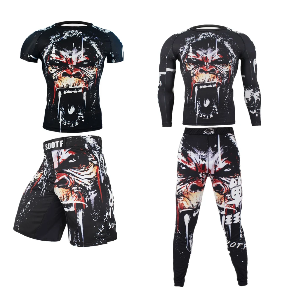 KickBoxing Jiu Jitsu 3D рюкзак с изображением обезьяны футболки Рашгард MMA обтягивающие