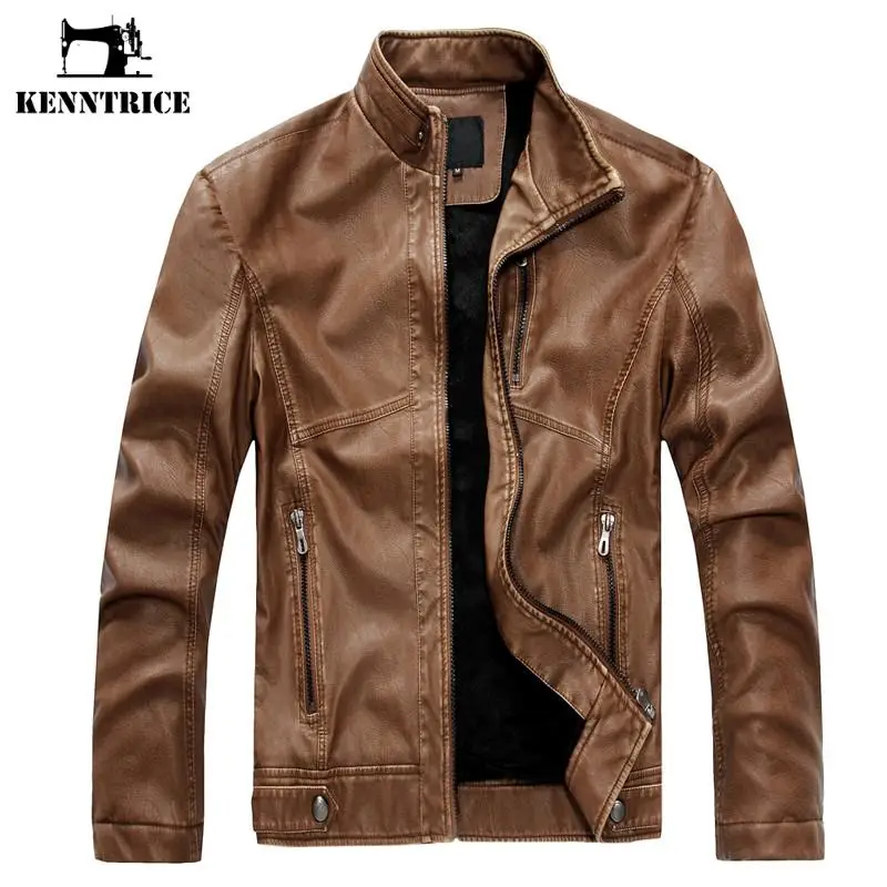 Kenntrice мотоциклетная куртка из искусственной кожи для мужчин Jaqueta Couro Masculino