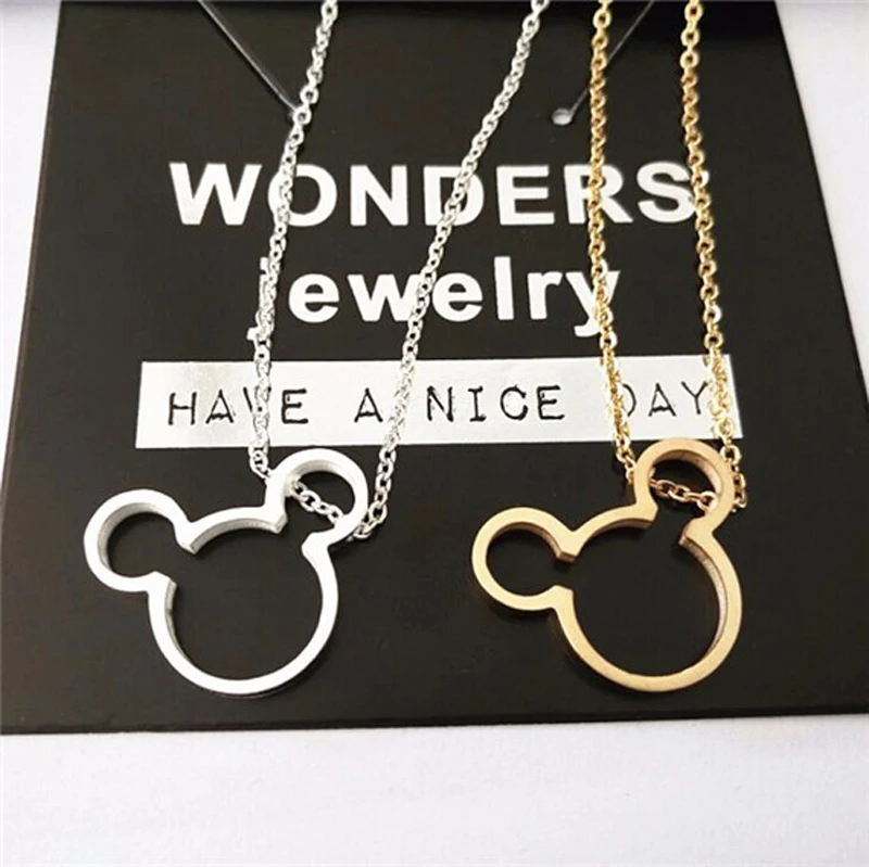 Classic Cartoon Miki Cute Mouse Pendant Necklace Women Memories Jewelry Stainless Steel Collar Chocker Ketting Best Friend Gifts|necklace