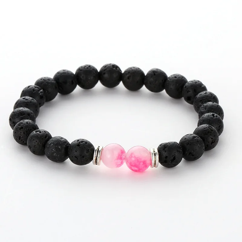 8mm Black Lava Volcano Natural Stone Elastic Bracelet bracelets for women men jewelry feminina | Украшения и аксессуары