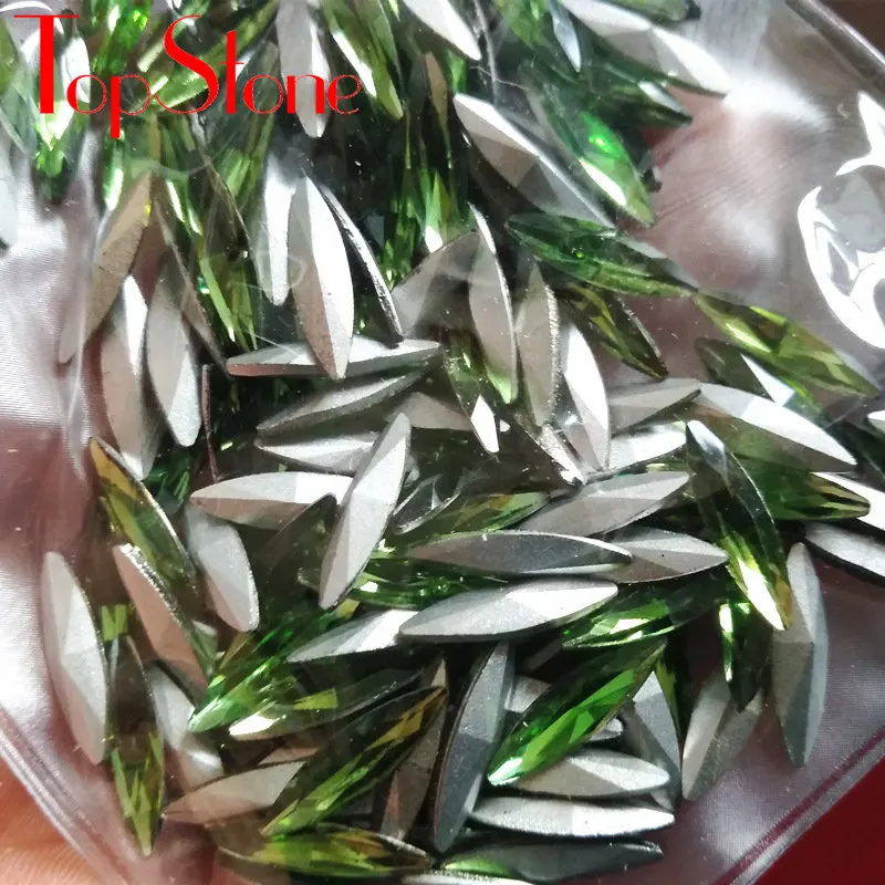 Grass Green TopStone 200 шт./пакет 4x15mm Наветт с украшением в виде кристаллов на камне остроконечные Стекло с украшением в виде кристаллов маркиза для выбора ювелирные изделия с блестками для изготовления - Цвет: Grass Green