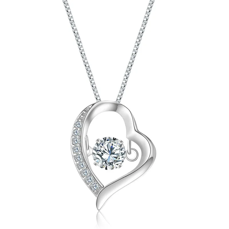 

Pure Silver 925 Necklaces for Women AAA Zirconia Heart Pendant Necklace Collier Choker Wedding Party Gift Rhinestone Jewelry