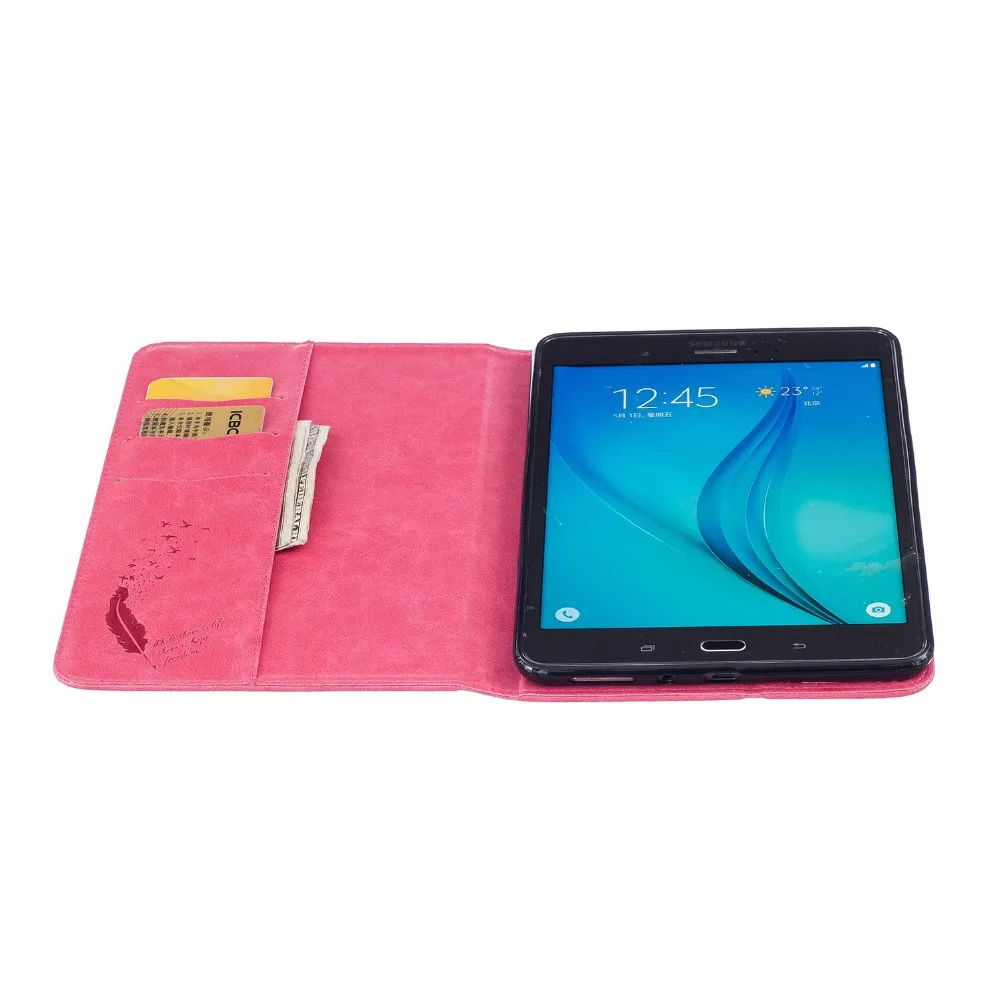Для samsung galaxy tab A 8,0 T350 T355 P350 P355 8,0 ''чехол для планшета чехол из искусственной кожи с принтом перьев+ защита для экрана+ подарок