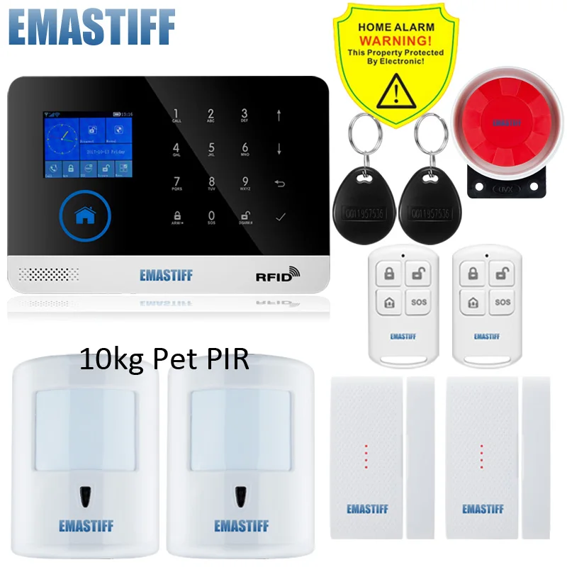 Новейшая беспроводная домашняя безопасность wifi GSM SIM карта EN RU ES PL DE переключаемая система сигнализации приложение RFID дистанционное управление - Цвет: W2B Bundle S