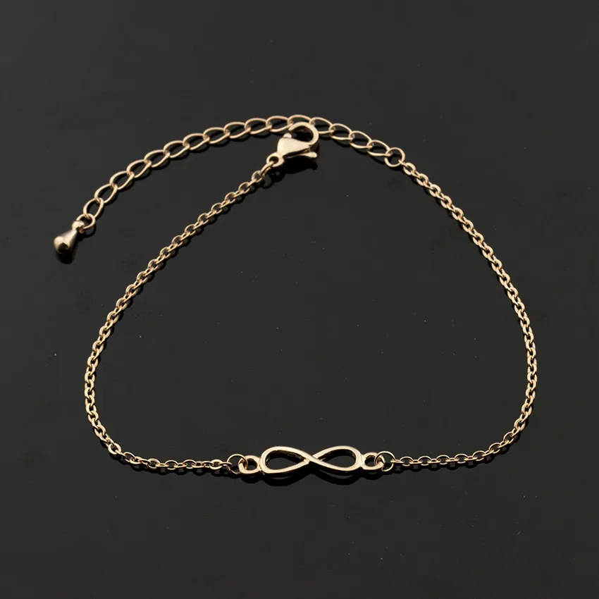 Розовое золото Цвет звено цепи 8 Бесконечность Браслеты из нержавеющей стали для