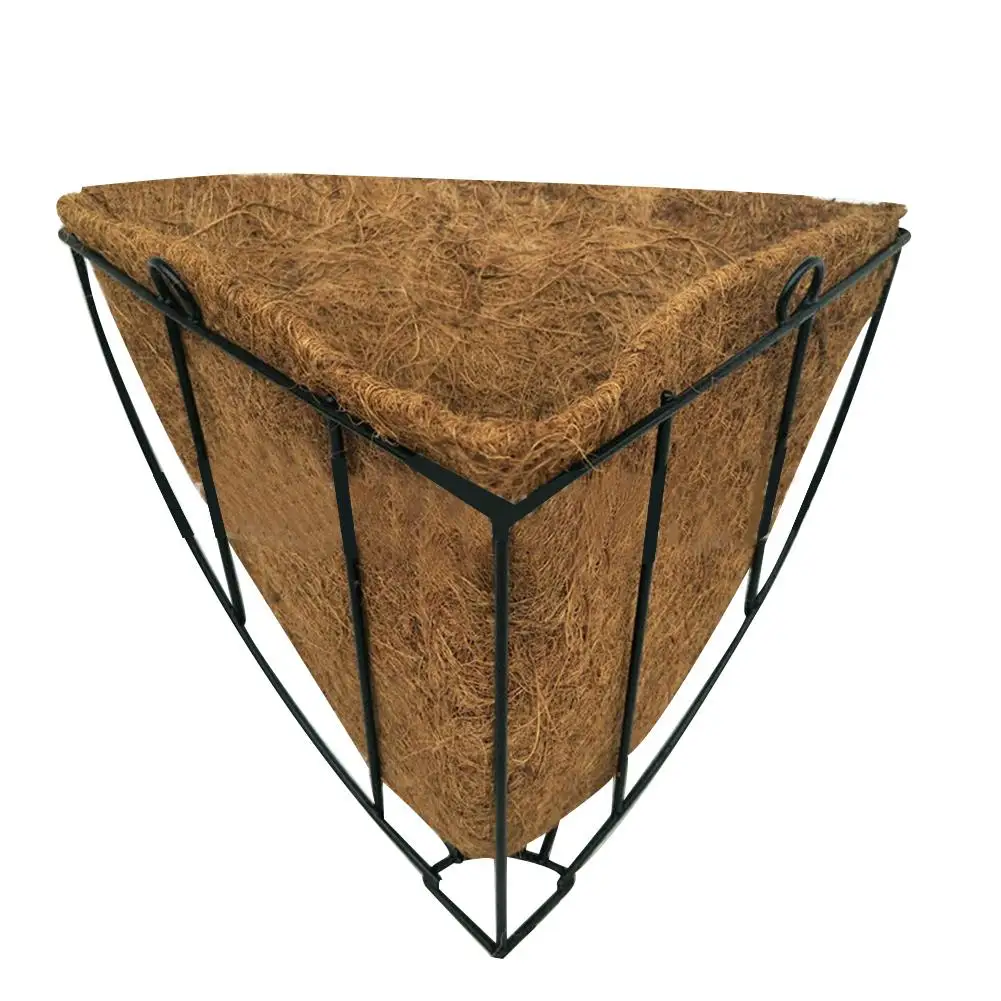 Европейский стиль треугольные висячие корзины для растений железо + Кокосовая