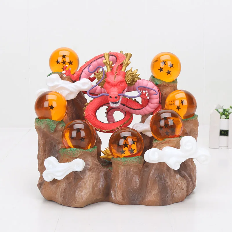 red 4cm ball nobox 15 см Dragon Ball Z фигурка Сон Гоку шенлонг шенрон горный фон ПВХ фигурка модель игрушки - Цвет: red 4cm ball nobox