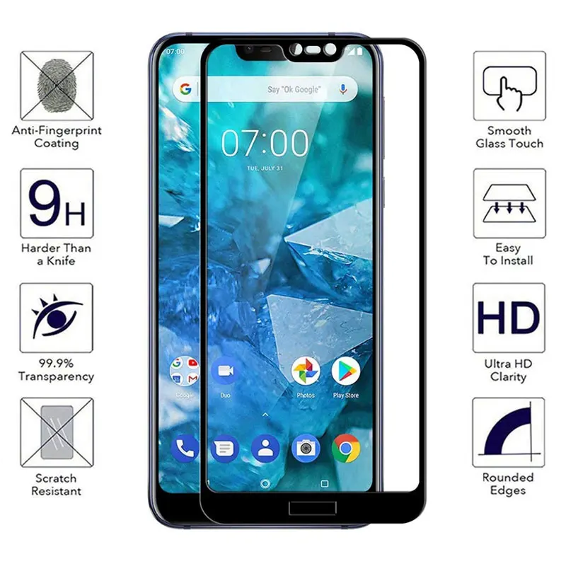 9D закаленное стекло для nokia 8 1 протектор экрана 9 7 plus 7x защитная пленка Полное