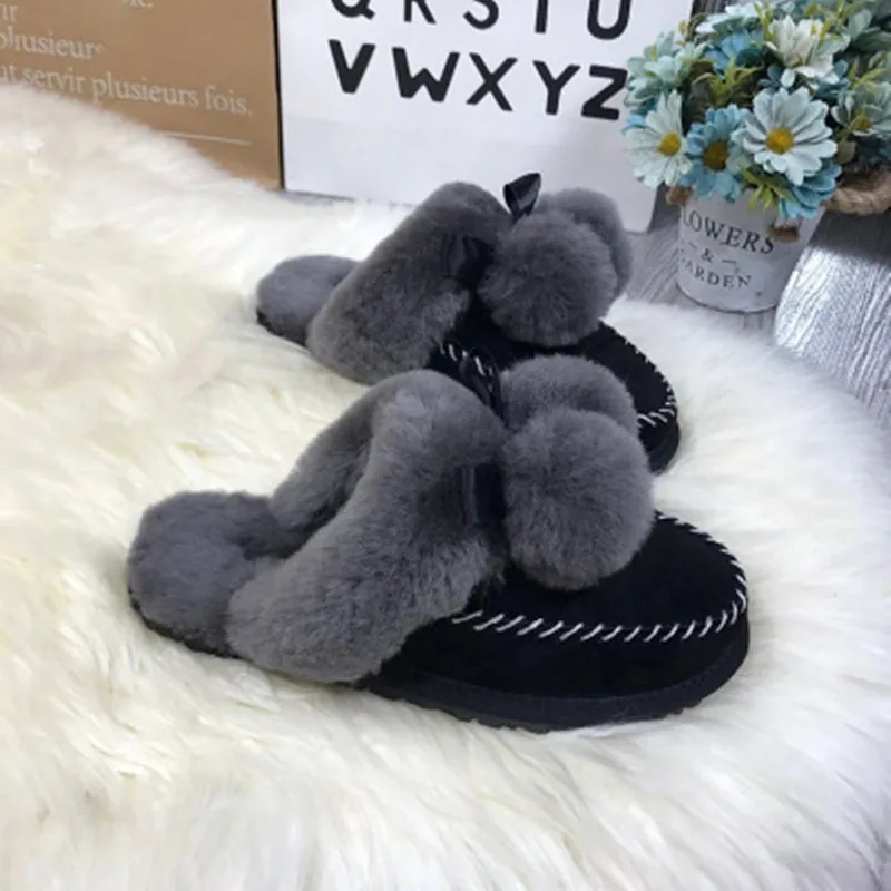 JAYX 2019 натуральная овчина меховые тапочки Модные женские зимние теплые домашние