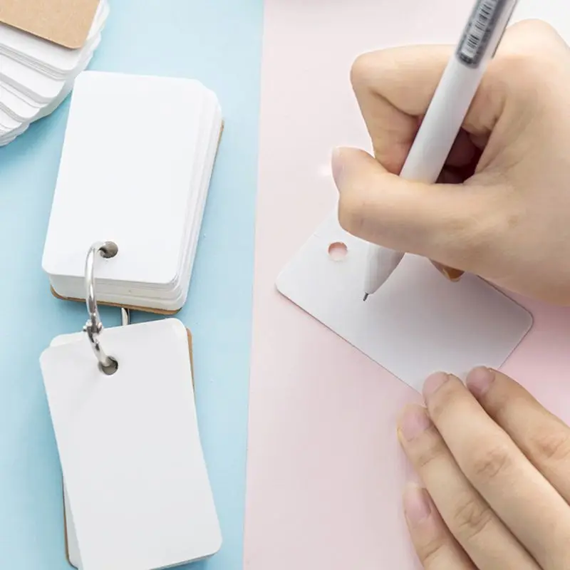 Simple DIY Index Cardboard Cover Blank Paper Card Memo Pad Bookmark Binder Rings School Office Supply | Канцтовары для офиса и
