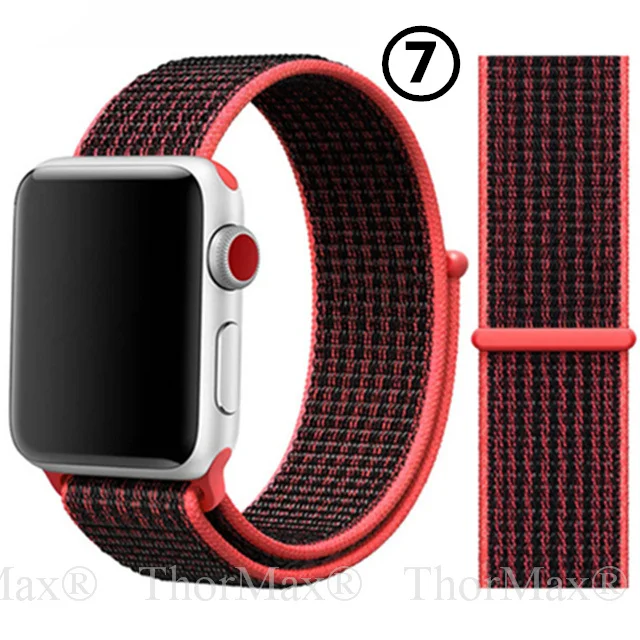 7-Pink Black Нейлоновый спортивный сменный ремешок для Apple Watch 5/4 40 мм 44 мм Полосатый Мягкий дышащий ремешок для iwatch серии 5 4 3 38 мм 42 мм - Цвет ремешка: 7-Pink Black