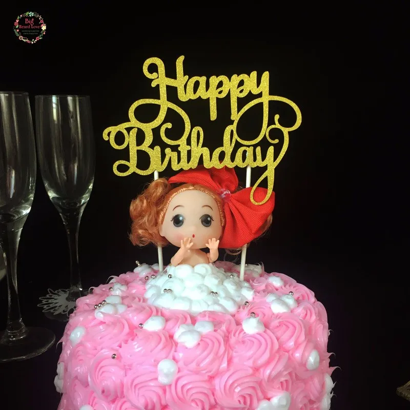 Big Heard Love 10 шт Happy украшение для именинного торта декоративная бумага для вечеринок блеск торт Топпер Baby Shower вечерние пользу/поставок