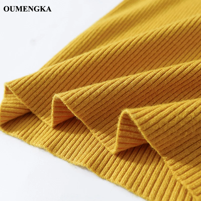 Женский свитер с высоким воротом OUMENGKA облегающий короткий длинными рукавами в