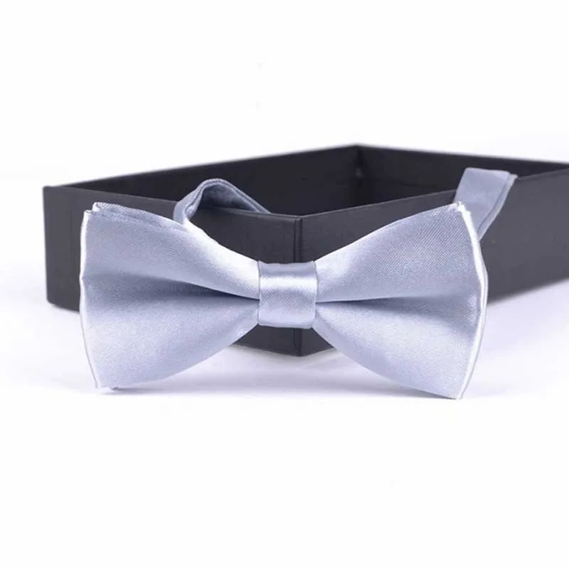 Kid Silver White 35 цветов, однотонные модные галстуки-бабочки для жениха, мужчин, детей, торжественные цветные галстуки-бабочки для мужчин, свадебные галстуки-бабочки - Цвет: Kid Silver White