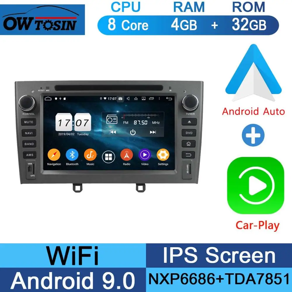 32G CarPlay Android " ips Восьмиядерный 4 Гб ОЗУ+ 64 Гб ПЗУ Android 9,0 автомобильный DVD радио gps для peugeot 408 308 308SW 2007-2011 DSP CarPlay Parrot BT стерео - Цвет: 32G CarPlay Android