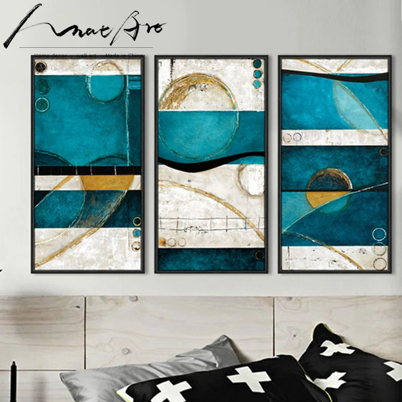 Абстрактная живопись Современный домашний декор американский стиль синяя
