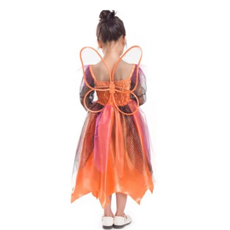 Оранжевая юбка Феи тыквы для девочек Косплей Детский костюм бабочки на Хэллоуин