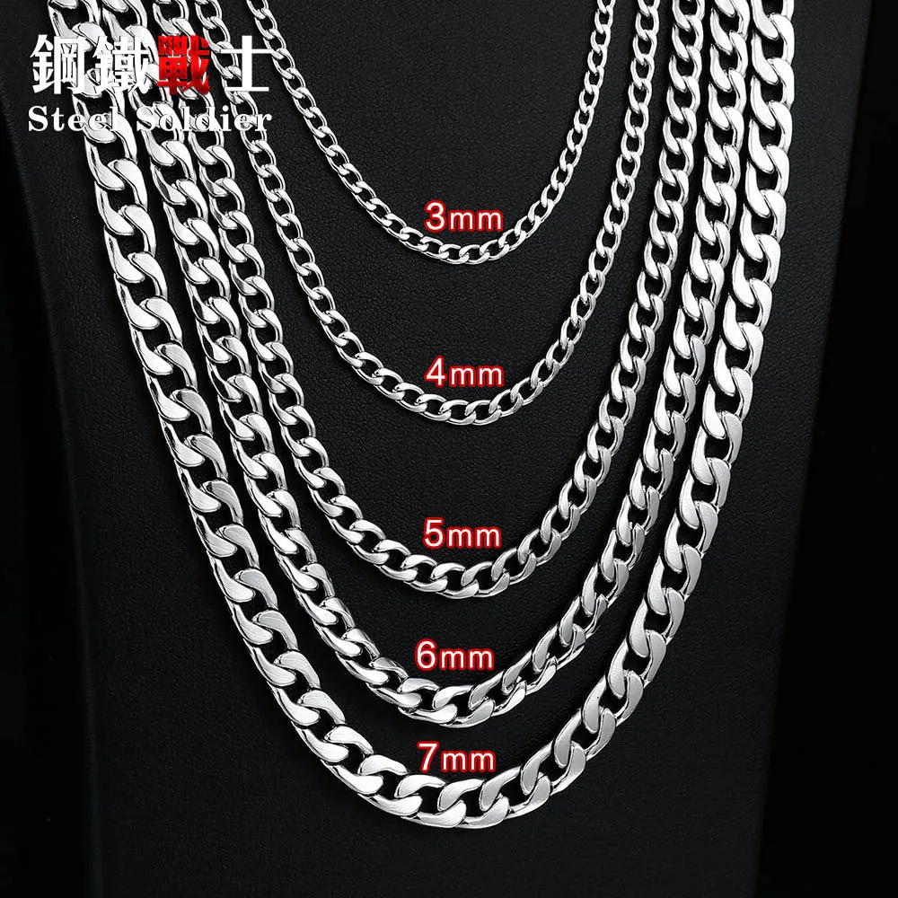 Мужская и женская цепочка из нержавеющей стали недорогое ожерелье с волнистой