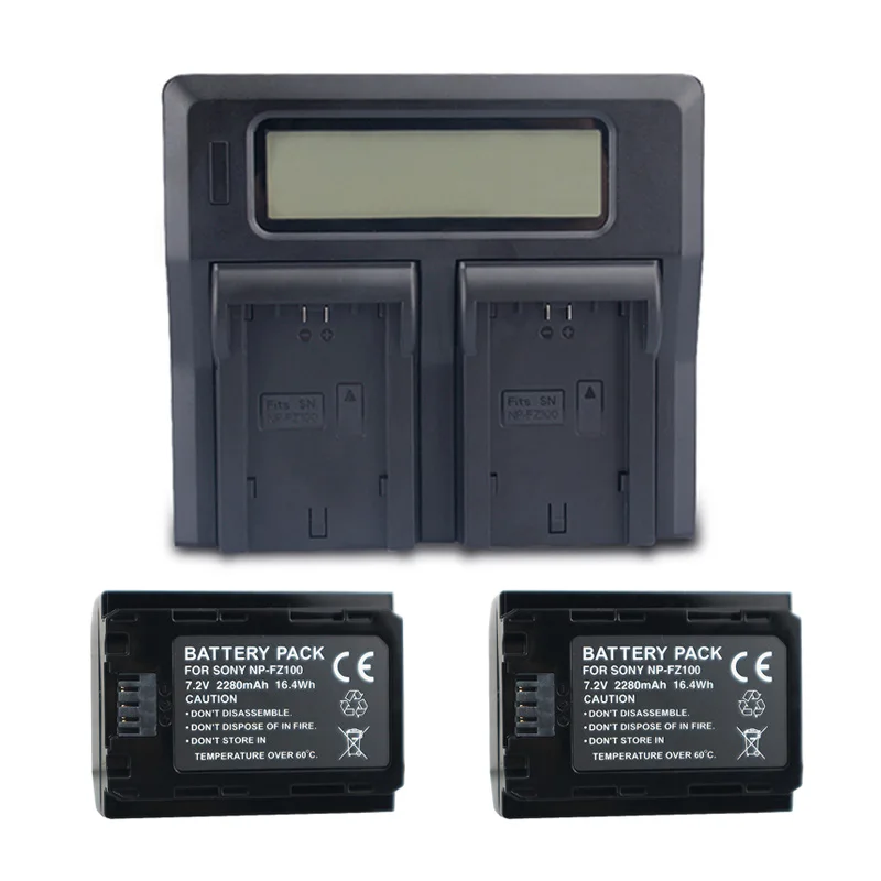 2 шт. NP-FZ100 NPFZ100 NP FZ100 батарея+ умный светодиодный двойной USB зарядное устройство для sony NP-FZ100, BC-QZ1, sony a9, a7R III, a7 III, ILCE-9
