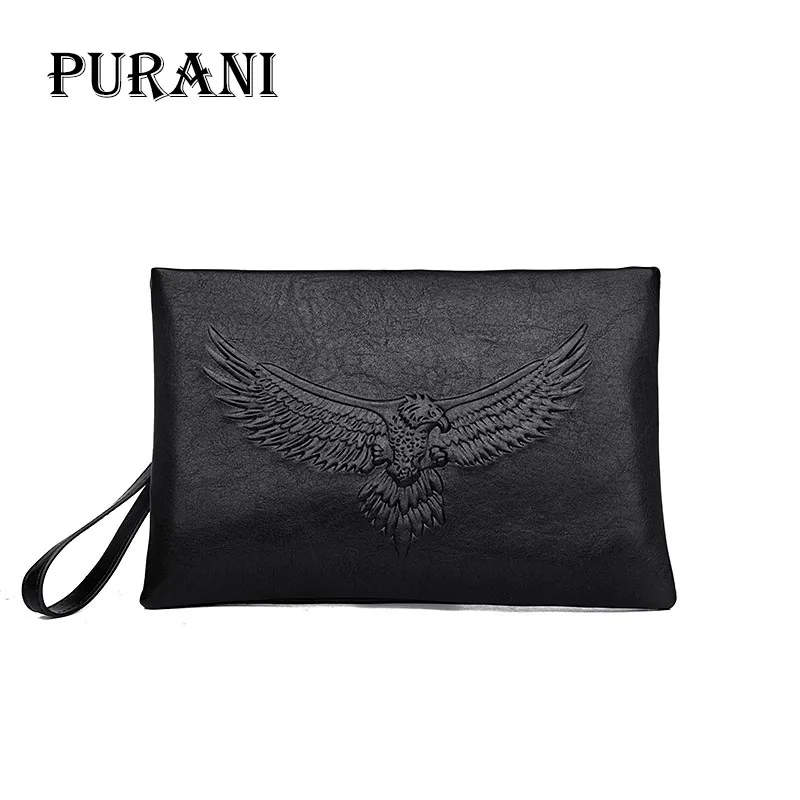 

PURANI Brand Men Wallet Luxury Long Clutch Handy Bag Black Moneder Male Leather Purse Men's Clutch Bags carteira Masculina