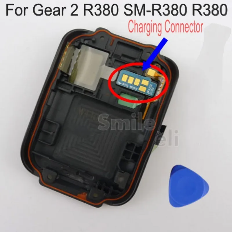 Черный Оригинал R380 задняя крышка Корпус с зарядным разъемом для Samsung Gear 2 SM +