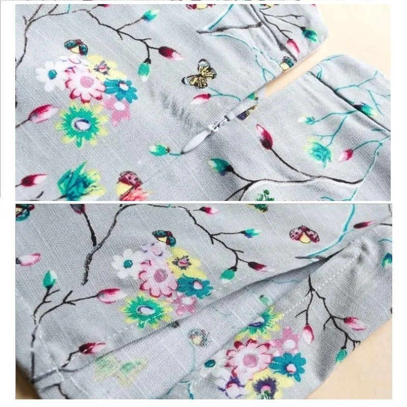 SHENG COCO растягивающиеся короткие платья высокого качества из льна и хлопка Cheongsam 4XL 5XL Печать Тонкий и светильник ChiPao китайский Шанхай