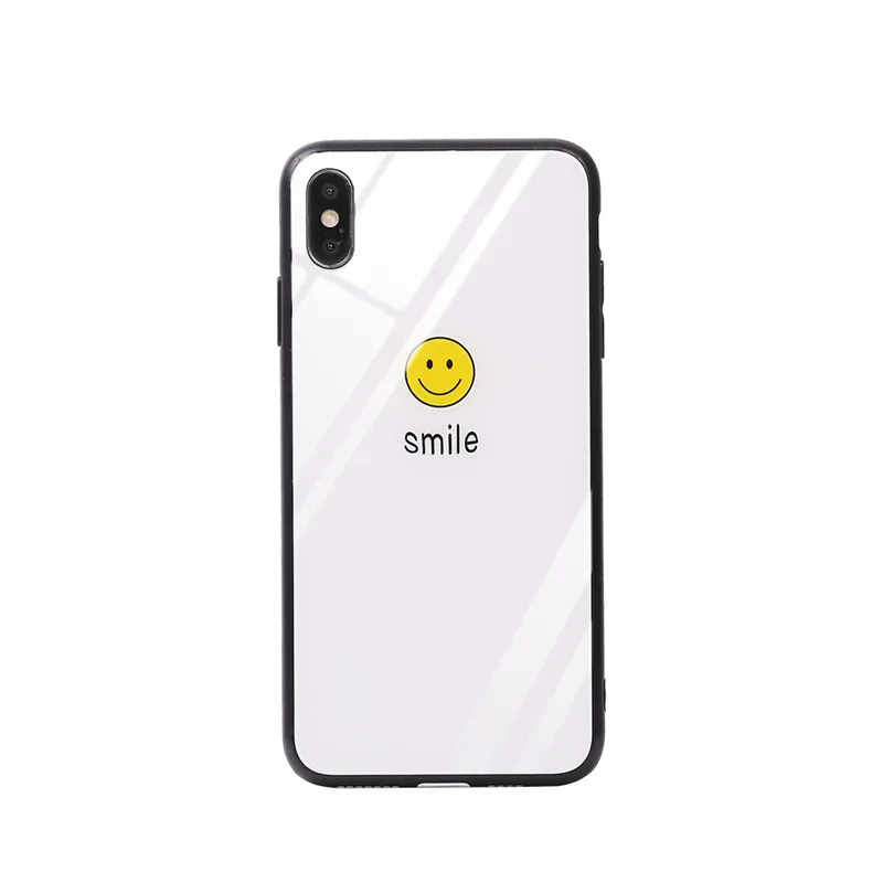 White smiley face Чехол из закаленного стекла для huawei P20 P30 Lite Pro P10 mate 10 20 honor 9 10 Play V10 Love Heart Smiley face полная защита - Цвет: White smiley face