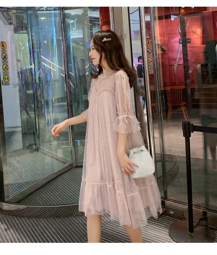 Платье oln, корейское платье Vestidos, Новое поступление,, новое летнее платье для беременных, Сетчатое платье феи, супер-Йо, домашнее украшение, цельнокроеное платье