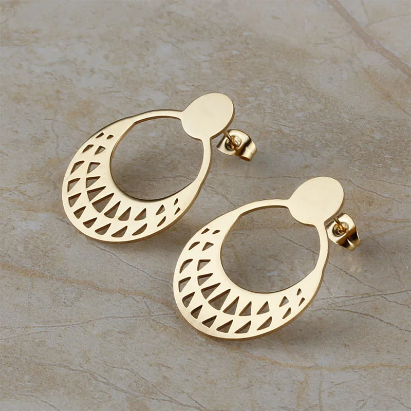 Женские круглые серьги из нержавеющей стали золотистого цвета 2020|fashion stud earrings|stud