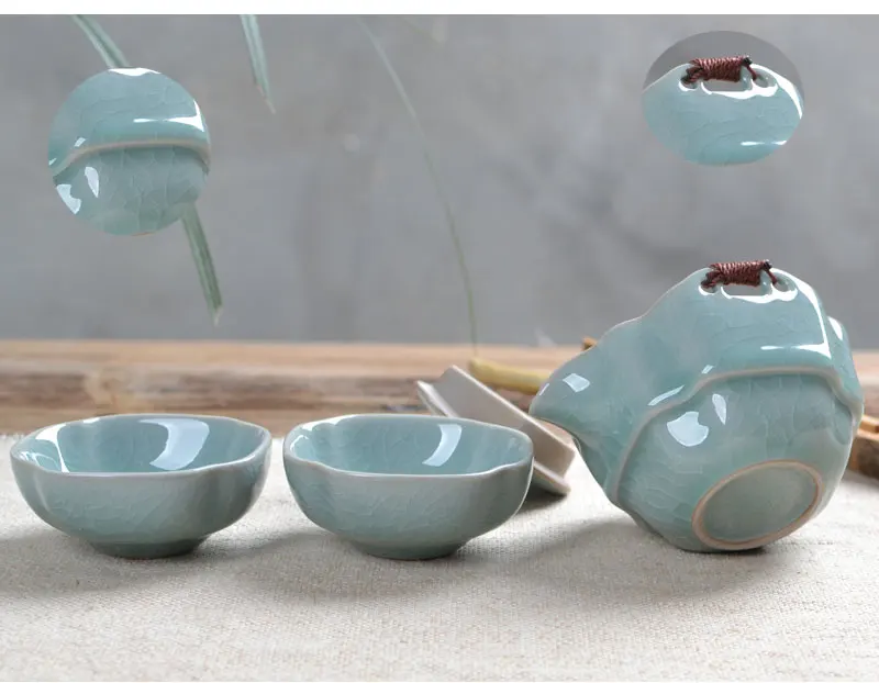 Изысканный чайный сервиз Ruyao Ru Kilns посуда из селадона фарфоровые портативные