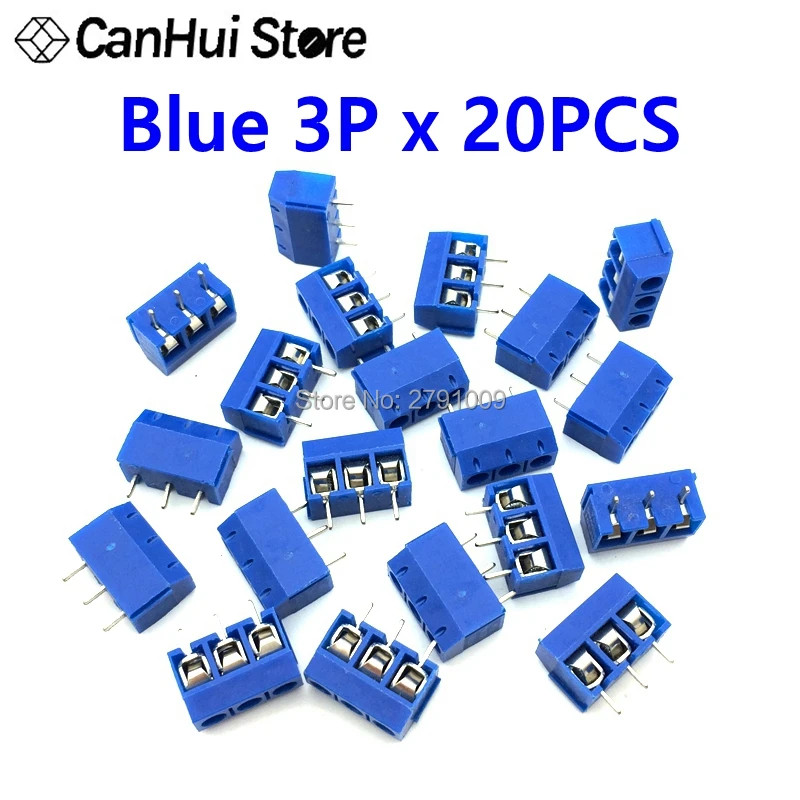 20 шт. KF301-2 P 3 P винт 5,0 мм клеммный блок 2 Pin 3 Pin pcb клеммный блок соединитель синий, зеленый, красный и черный выбор