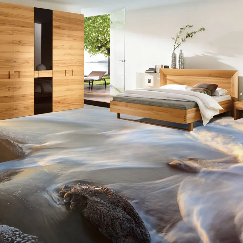 Бесплатная доставка пляжные волны 3D напольные обои уличный отель