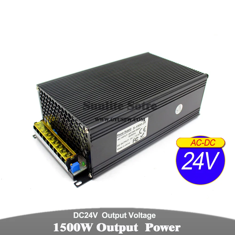 Переменный источник питания DC 24V 62.5A 1500W Трансформатор 110V 220V AC DC24V SMPS для CCTV шагового двигателя машинного оборудования светодиодный светильник
