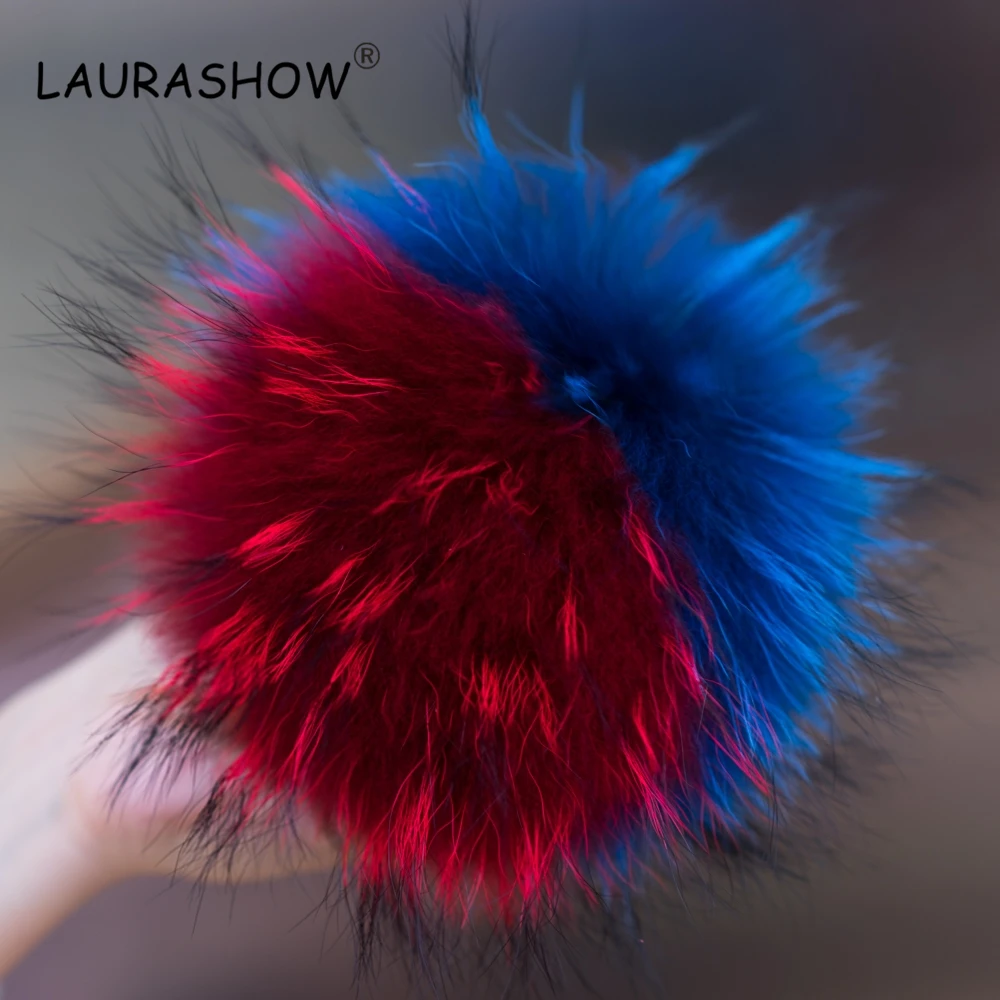 LAURASHOW настоящий 16 см пушистый шарик из меха енота брелок из меха норки брелок с помпоном очаровательный брелок Женская сумка Подвеска