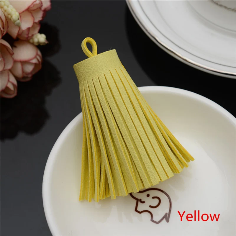 Yellow 5 шт. 6 см стиль Модные кожаные кисточки бахрома DIY аксессуары серьги ожерелья ювелирные изделия Подвески Ремесло кисточки - Цвет: Yellow