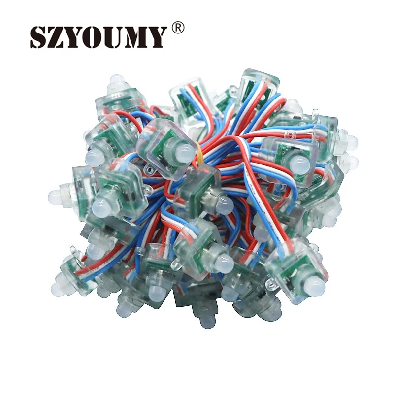 

SZYOUMY DC 12V 5V LED Square Diffused Module WS2801 WS2811 Addressable RGB LED Pixel String 12mm Node Light IP68 Waterproof