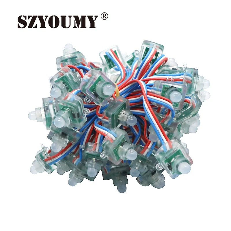 SZYOUMY DC 12V 5V LED квадратный диффузный модуль WS2801 WS2811 адресуемый RGB Pixel String 12mm Node Light IP68