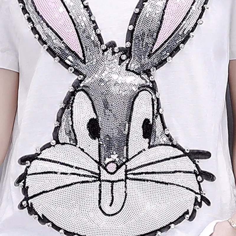 JSXDHK летние женские белые футболки со стразами и блестками брюки костюмы