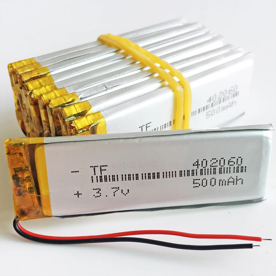 

10 pcs 3.7V 500mAh 402060 Lithium Polymer LiPo Rechargeable Battery cells For Mp3 Camera mobile GPS PSP DVD Vedio Game
