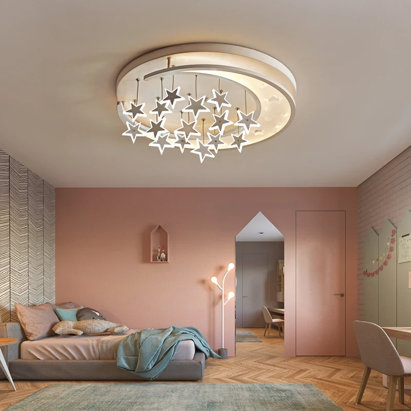 

Creative Personality Romantic Star Moon LED Ceiling Light Cool / Warm / Remote Light Optional for Children Room Bedroom Kid's