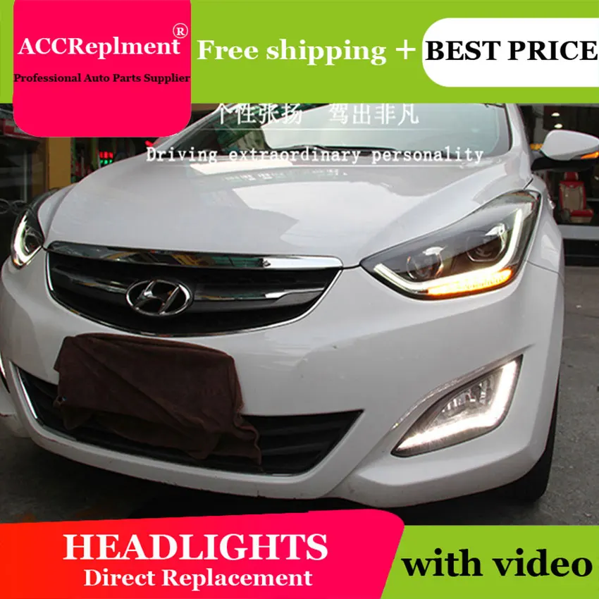 AUTO.PRO 2011-2015 For Hyundai elantra headlights LED DRL car styling light guide H7 head lamps Q5 bi xenon lens parking | Автомобили и