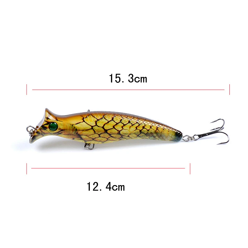 Biwvo Popper 12cm 20g Wobbler For Trolling Fishing Lure Metal Winter Sea Hard Fishing Goods For Fishing Ice Whopper Plopper