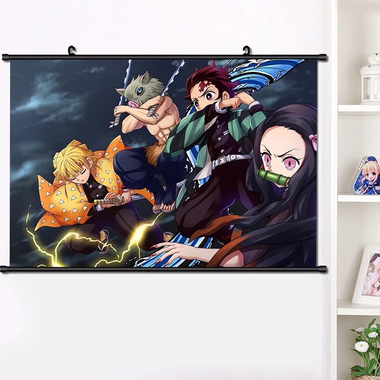 Аниме Демон убийца: Kimetsu без Yaiba Agatsuma Zenitsu прокрутки плакат манга настенные