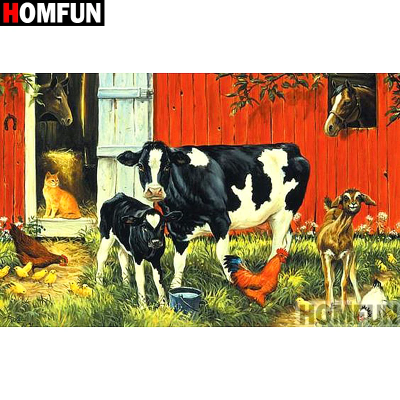 Алмазная 5D картина HOMFUN скот вышивка крестиком квадратная/круглая сделай сам