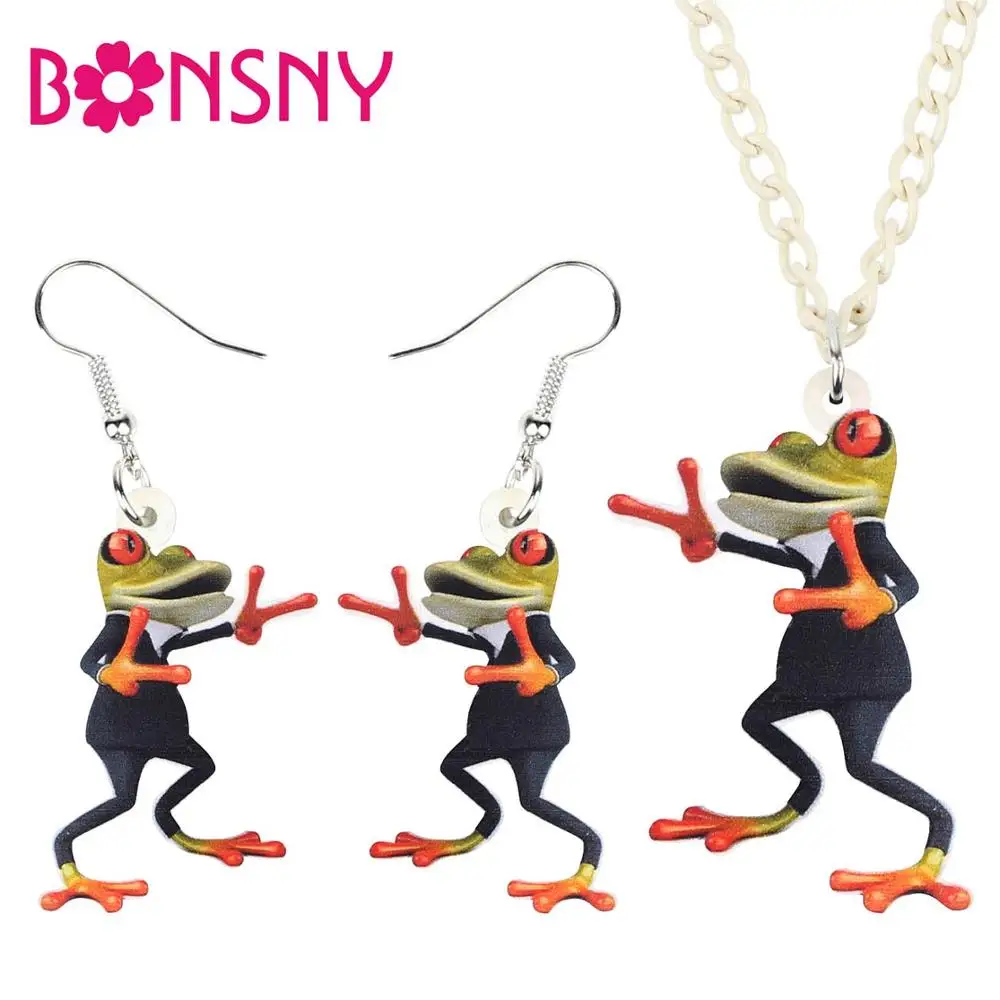 Набор акриловых украшений Bonsny черная одежда с красным пальцом ожерелье лягушка