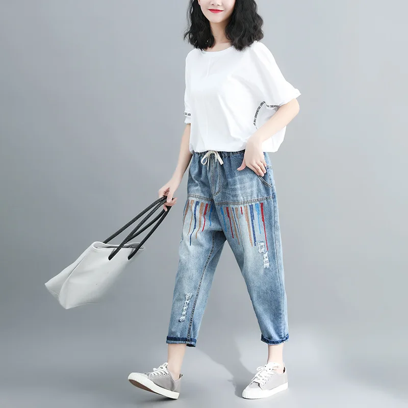 Джинсы женские с высокой талией большого размера | Женская одежда