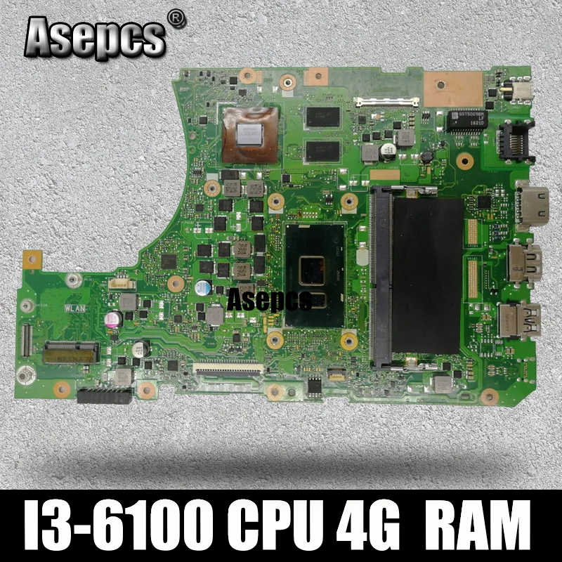 Asepcs с 4GB RAM I3 6100 CPU X556UQ Материнская плата ASUS X556UV X556U X556UQK X556 материнская для ноутбука