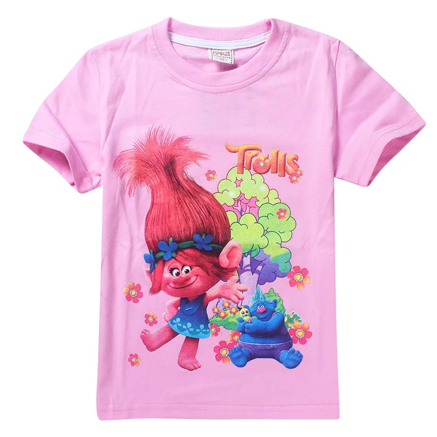 Детские рубашки с короткими рукавами брендовая футболка троллями vestidos infantil топы
