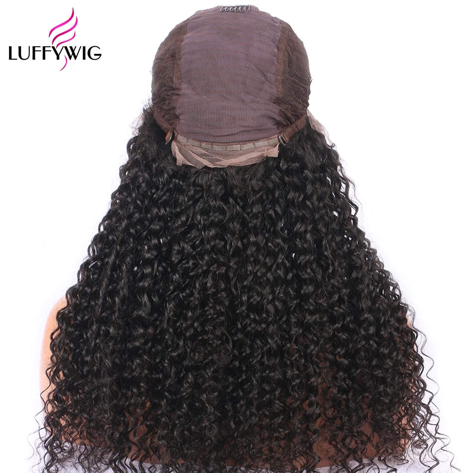 LUFFYHAIR remy Волосы Кудрявые 13X6 парик фронта шнурка монголоидные человеческие волосы 250% высокая плотность предварительно сорвал глубокий парик Детские волосы