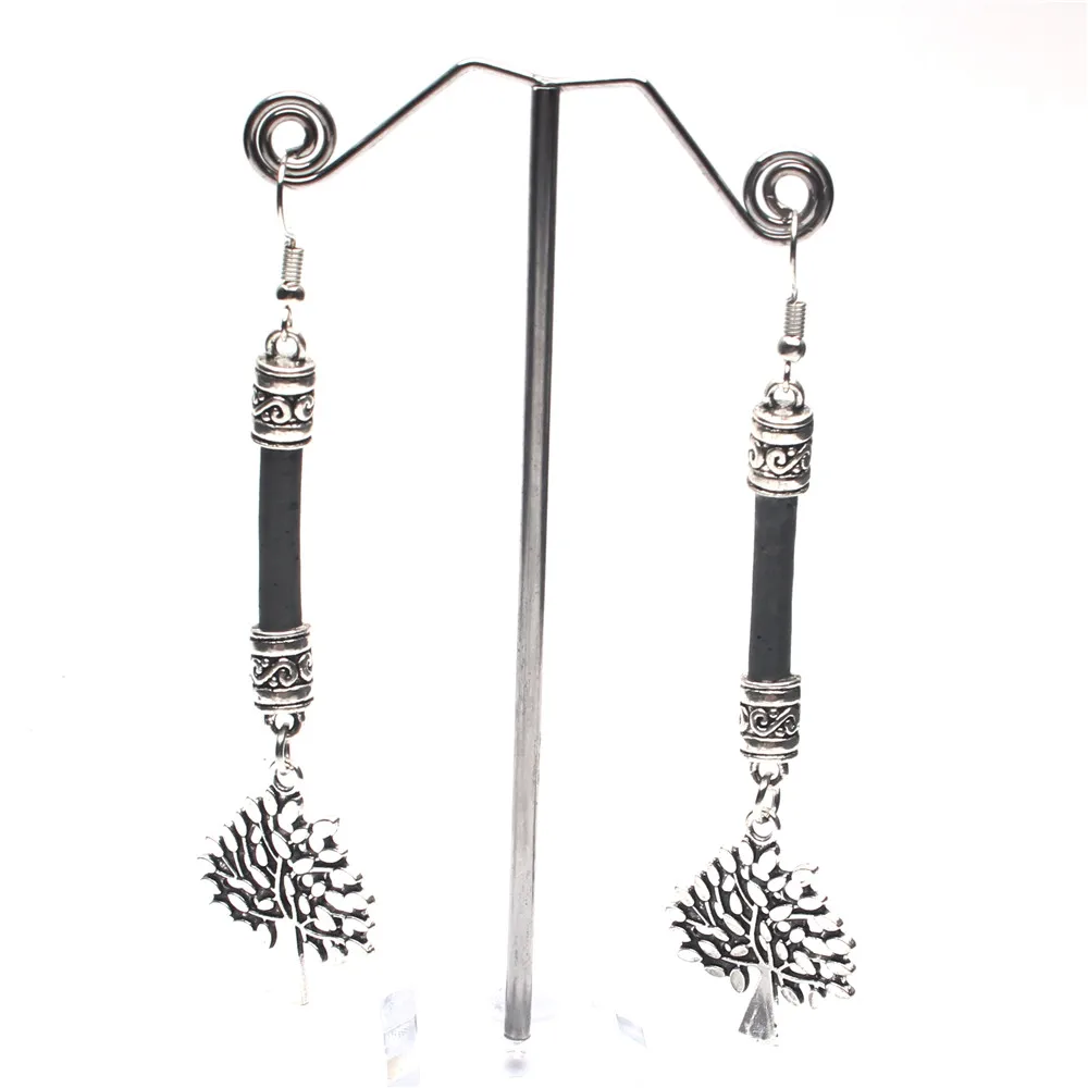 From Portugal cork earrings antique sliver life of tree women handmade lady original dangle Er-030 | Украшения и аксессуары